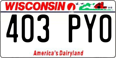 WI license plate 403PYO