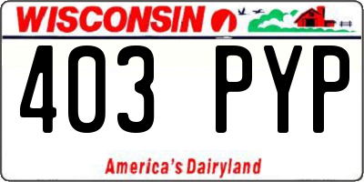 WI license plate 403PYP