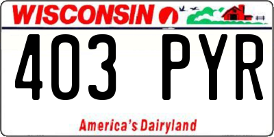 WI license plate 403PYR
