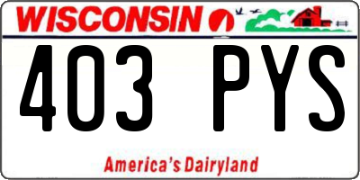 WI license plate 403PYS