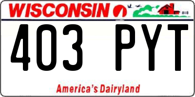 WI license plate 403PYT