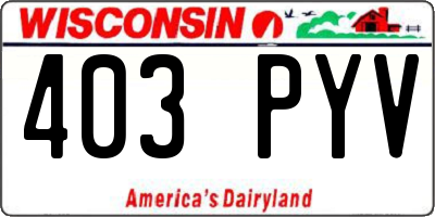 WI license plate 403PYV