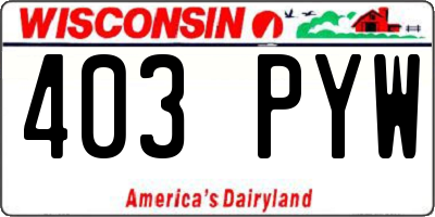 WI license plate 403PYW