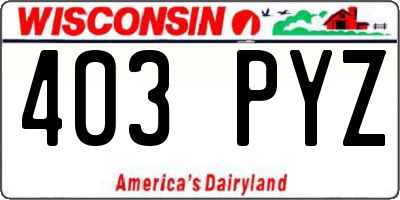 WI license plate 403PYZ