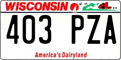 WI license plate 403PZA