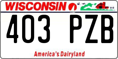 WI license plate 403PZB