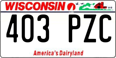 WI license plate 403PZC