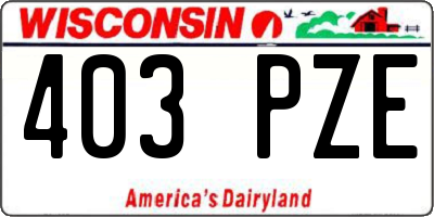 WI license plate 403PZE