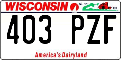 WI license plate 403PZF