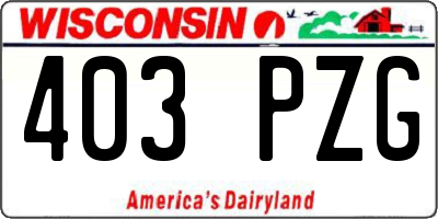 WI license plate 403PZG