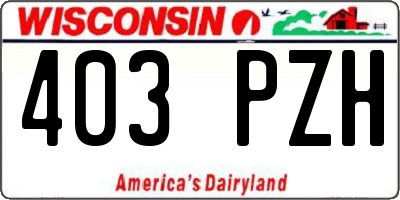 WI license plate 403PZH
