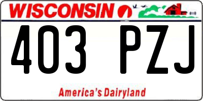 WI license plate 403PZJ