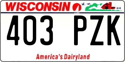 WI license plate 403PZK