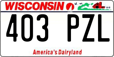 WI license plate 403PZL