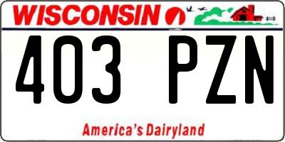 WI license plate 403PZN