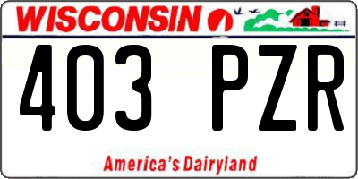 WI license plate 403PZR