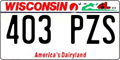 WI license plate 403PZS