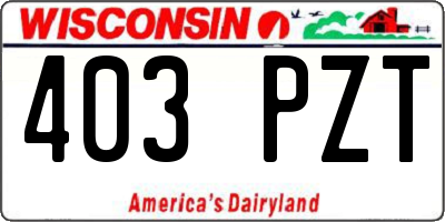 WI license plate 403PZT