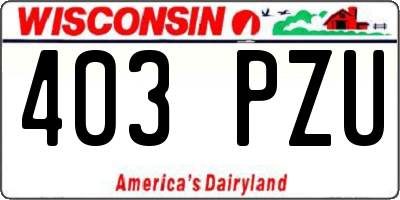 WI license plate 403PZU