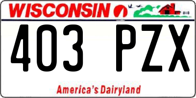 WI license plate 403PZX