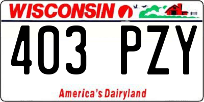 WI license plate 403PZY