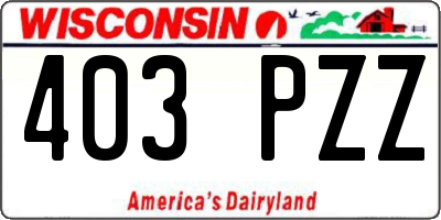 WI license plate 403PZZ