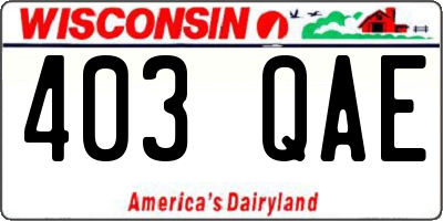 WI license plate 403QAE