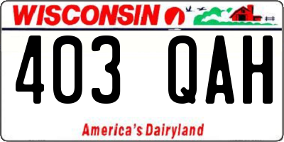 WI license plate 403QAH