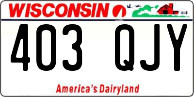 WI license plate 403QJY