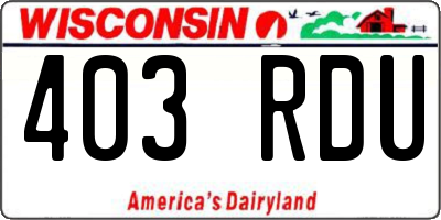 WI license plate 403RDU