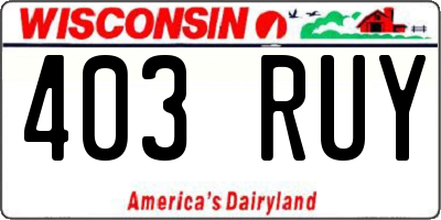 WI license plate 403RUY