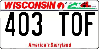 WI license plate 403TOF
