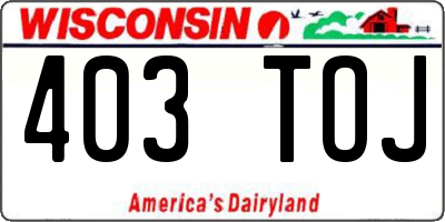 WI license plate 403TOJ