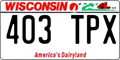 WI license plate 403TPX
