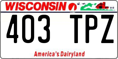 WI license plate 403TPZ