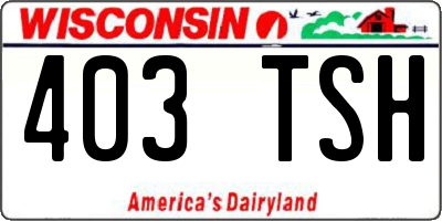 WI license plate 403TSH