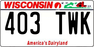 WI license plate 403TWK
