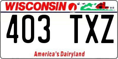 WI license plate 403TXZ