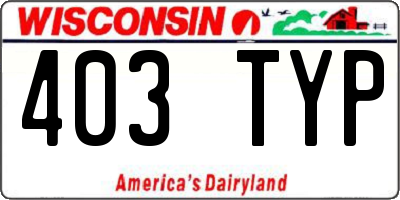 WI license plate 403TYP