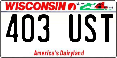 WI license plate 403UST