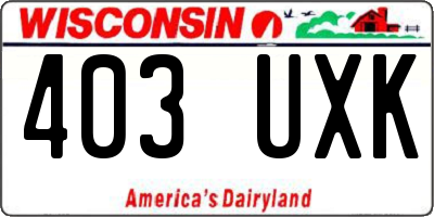 WI license plate 403UXK