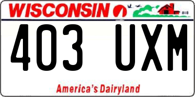 WI license plate 403UXM