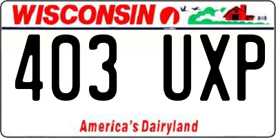 WI license plate 403UXP
