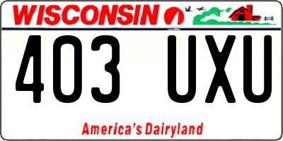 WI license plate 403UXU
