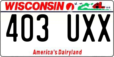 WI license plate 403UXX