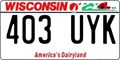 WI license plate 403UYK