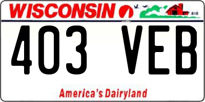 WI license plate 403VEB