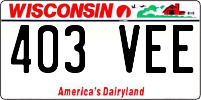 WI license plate 403VEE