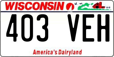 WI license plate 403VEH