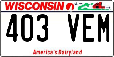 WI license plate 403VEM